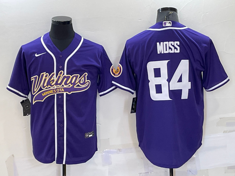 Men's Minnesota Vikings Randy Moss #84 Purple Game jersey Joint Edition