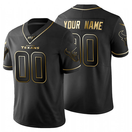 Custom1 Houston Texans Black Golden Limited 100 Jersey1 Stitched American Football Jerseys