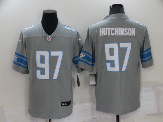 Men's Detroit Lions Aidan Hutchinson #97 Gray Game Jersey1