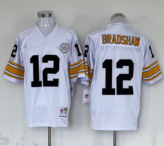 Men's Pittsburgh Steelers Terry Bradshaw Mitchell & Ness White Legacy Replica Jersey1
