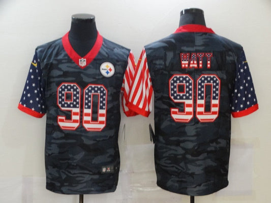 Men's Pittsburgh Steelers T.J. Watt #90 Gray Camouflage Game Player Jersey1