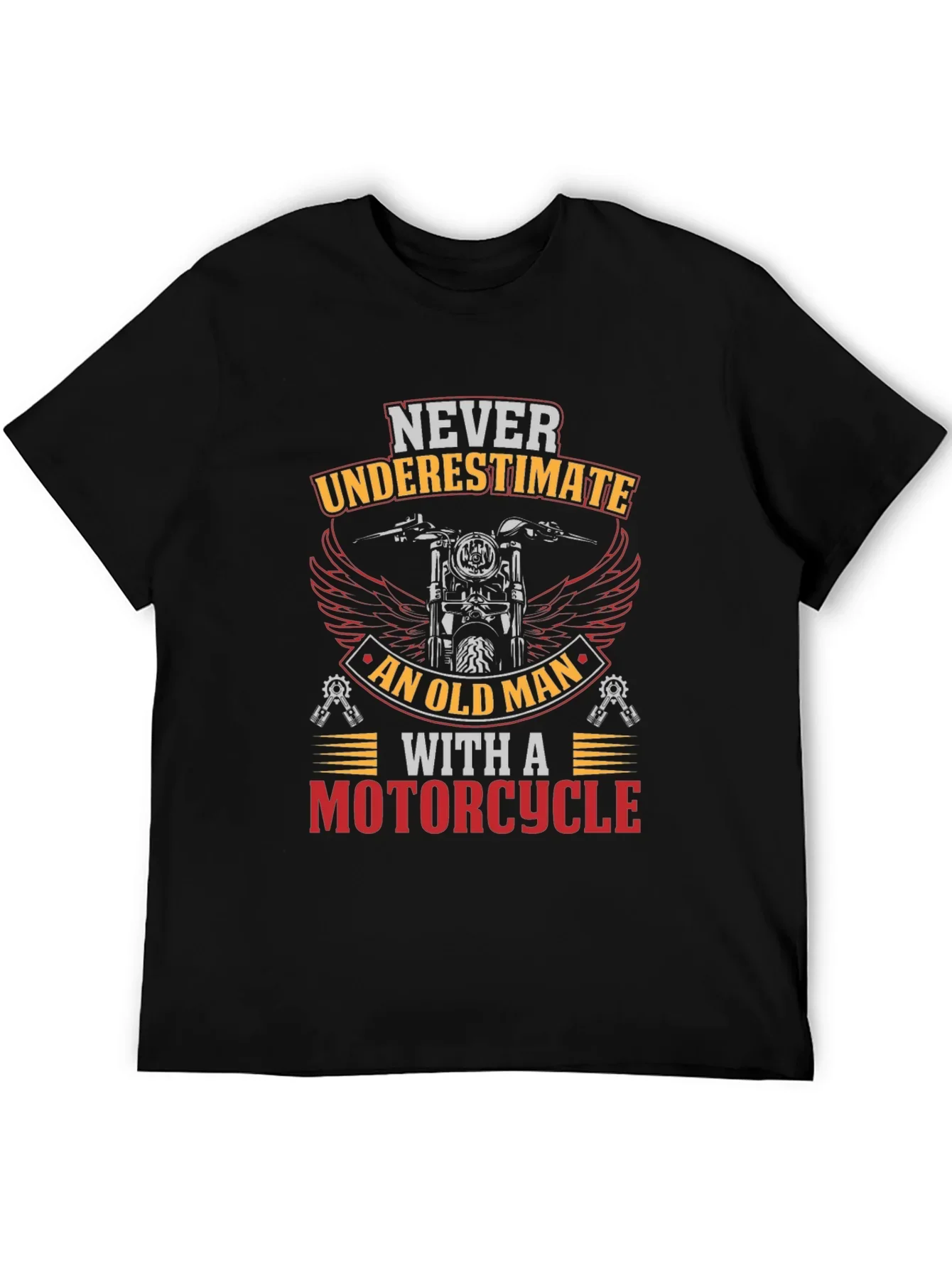 Never Underestimate Old Man Motorcycle Graphic T-Shirt
