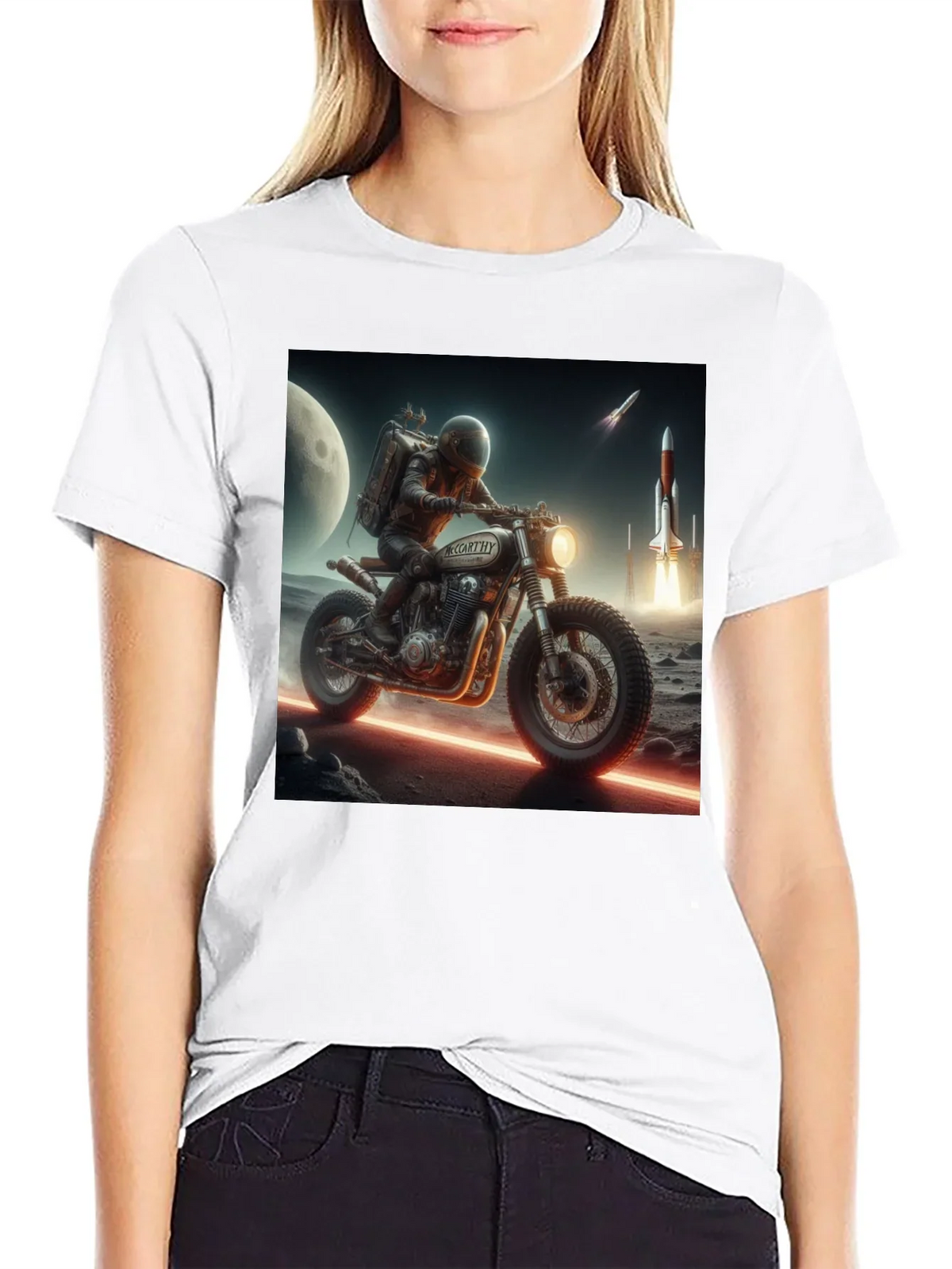 Sci-Fi Motorcycle Graphic T-Shirt
