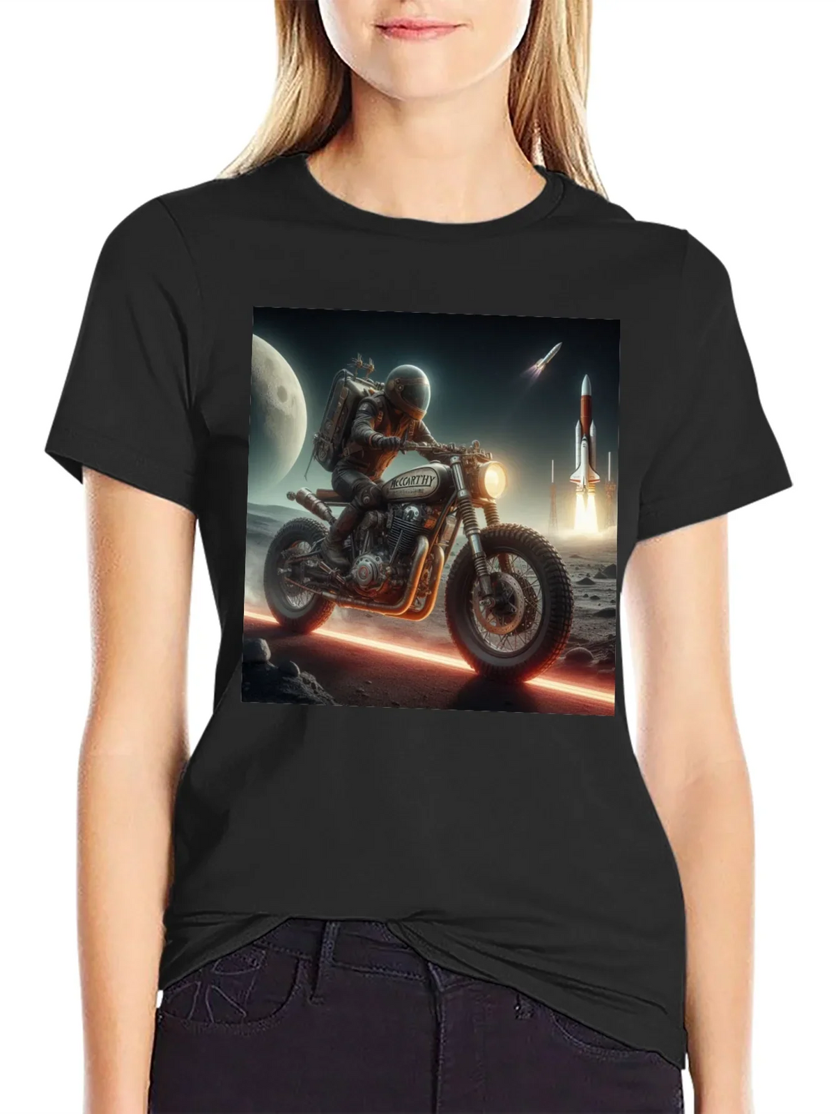 Sci-Fi Motorcycle Graphic T-Shirt
