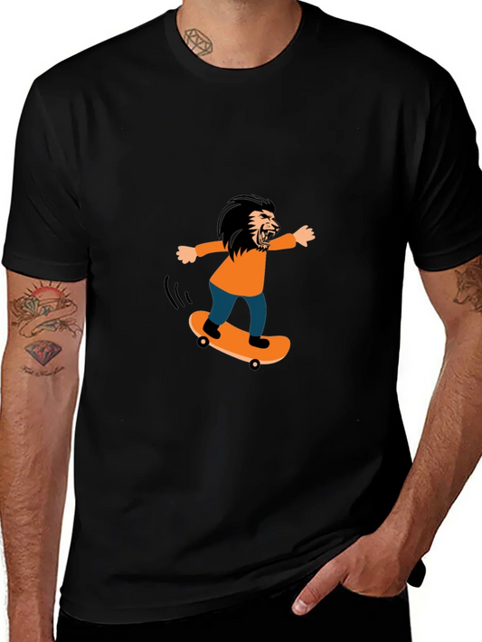 Skateboarding Lion Graphic Tee