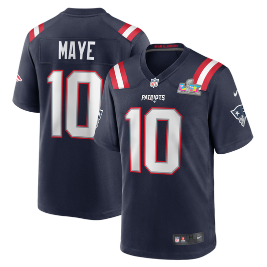 Drake Maye New England Patriots Super Bowl LX Patch Jersey - Navy