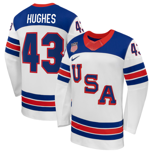 Quinn Hughes USA 2026 Olympic Away Jersey - White