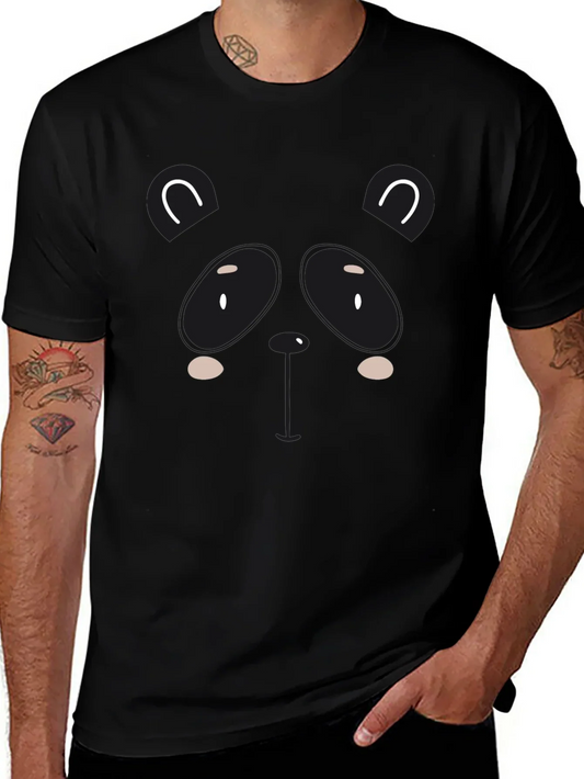Cute Panda Graphic Black T-Shirt