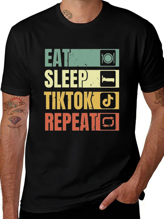 Eat Sleep TikTok Repeat Black T-Shirt