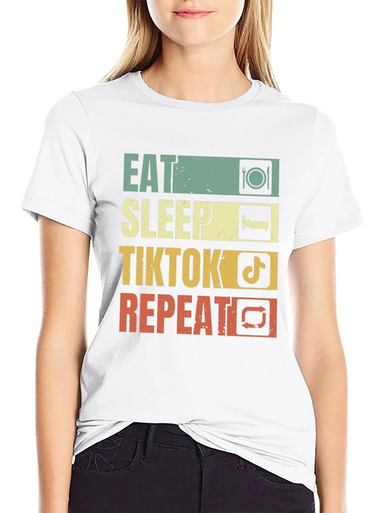 Eat Sleep TikTok Repeat Black T-Shirt