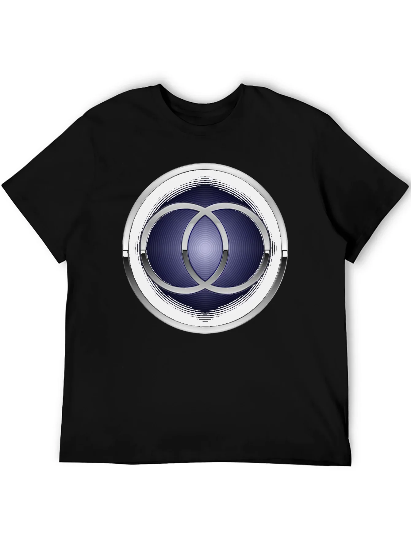 Abstract Circle Design Black T-Shirt