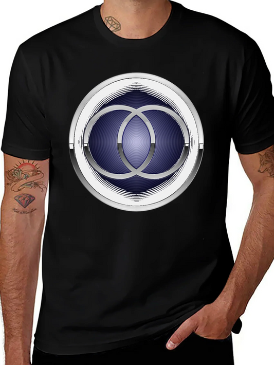 Abstract Circle Design Black T-Shirt