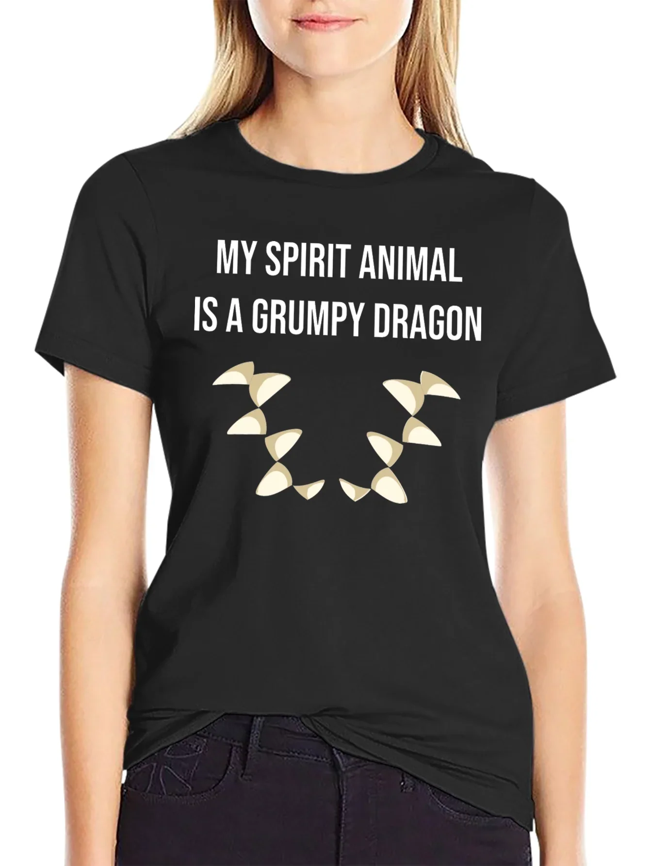 Grumpy Dragon Spirit Animal T-Shirt - Black