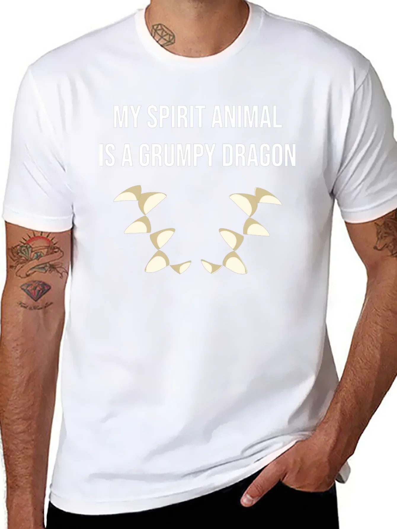 Grumpy Dragon Spirit Animal T-Shirt - Black
