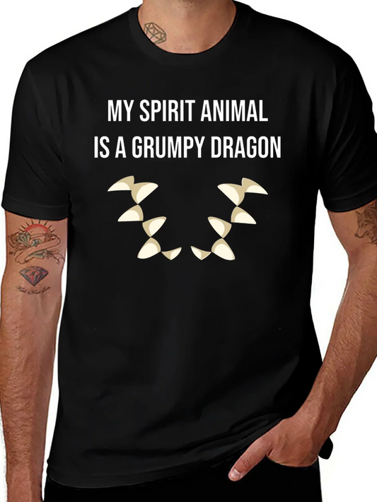 Grumpy Dragon Spirit Animal T-Shirt - Black