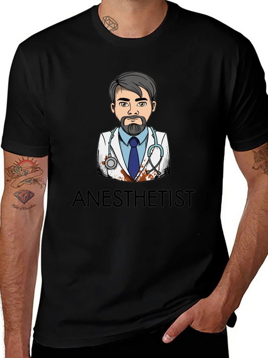 Anesthetist Cartoon Graphic Black T-Shirt