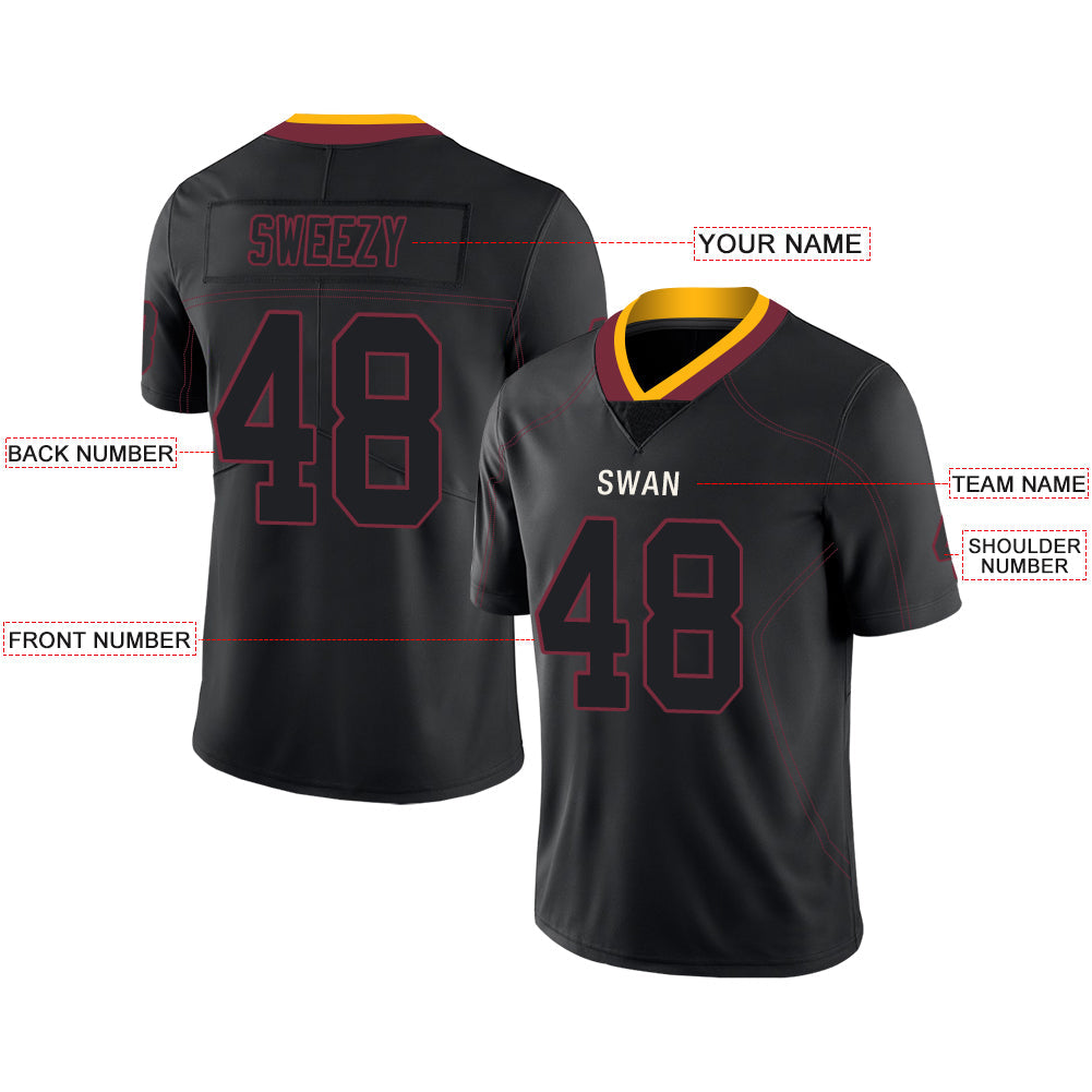 Custom W.Football Team Stitched American Football Jerseys Personalize Birthday Gifts Black Jersey