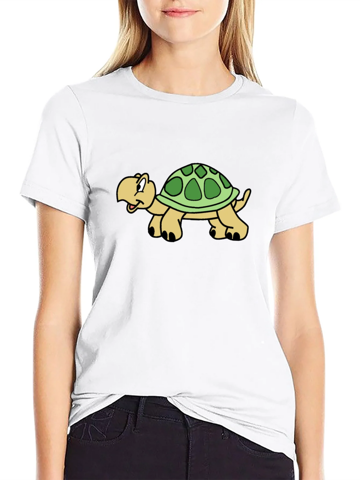 Cartoon Turtle Graphic Black T-Shirt